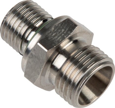 Exemplary representation: Straight screw-in fitting with elastomer seal, without nut & cutting ring, 1.4571