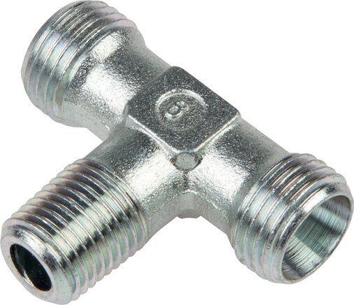 Exemplary representation: T-screw-in fitting, R-thread/G-thread, without nut & cutting ring, galvanised steel