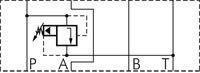 Schematic symbol: Pressure relief valve (P -> T)