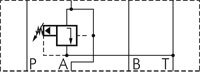 Schematic symbol: Pressure relief valve (A -> T)